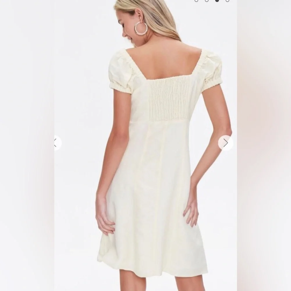 Forever 21 Square neck linen button midi summer dress